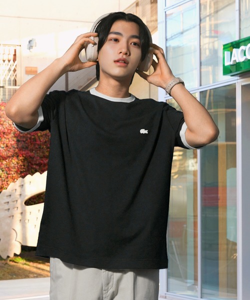 オンライン限定】LACOSTE ワンポイントロゴ リンガーTシャツ（Tシャツ