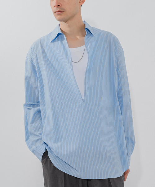 EDIFICE（エディフィス）の「ボイルストライプ スキッパーシャツ