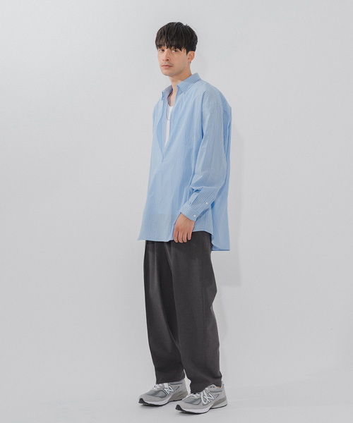 【新品】 2018SS テンセルボイルストライプブラウス 38 セール】 【洗える】【シワ軽減加工】テンセルストライプ ブラウス