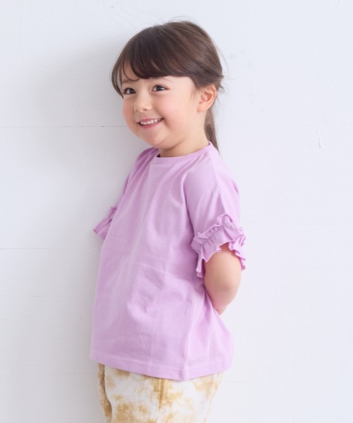 LSP WOW（エルエスピーワオ）の「【LSP WOW!】ガールズ袖フリルTシャツ（80～130cm）（Tシャツ/カットソー・キッズ・ラベンダー/チャコール/ピンク/オフホワイト/ピンク系その他/ホワイト系その他/ブラック系その他・110/100/90/80/130/120）」の6枚目の写真