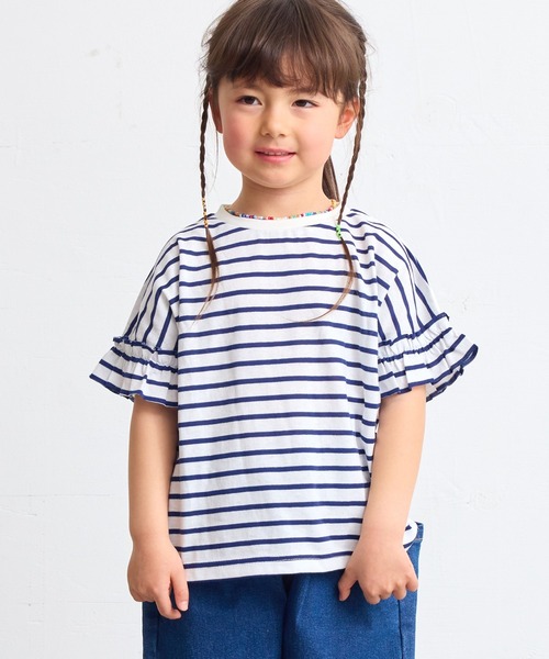 LSP WOW（エルエスピーワオ）の「【LSP WOW!】ガールズ袖フリルTシャツ（80～130cm）（Tシャツ/カットソー・キッズ・ラベンダー/チャコール/ピンク/オフホワイト/ピンク系その他/ホワイト系その他/ブラック系その他・110/100/90/80/130/120）」の3枚目の写真