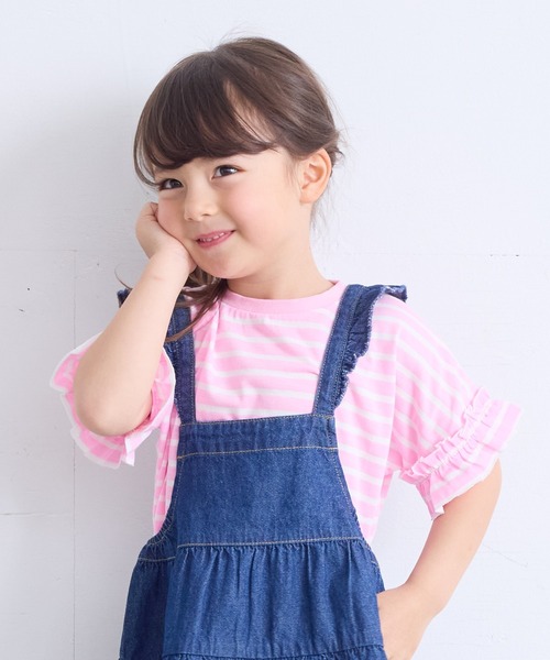 LSP WOW（エルエスピーワオ）の「【LSP WOW!】ガールズ袖フリルTシャツ（80～130cm）（Tシャツ/カットソー・キッズ・ラベンダー/チャコール/ピンク/オフホワイト/ピンク系その他/ホワイト系その他/ブラック系その他・110/100/90/80/130/120）」の7枚目の写真
