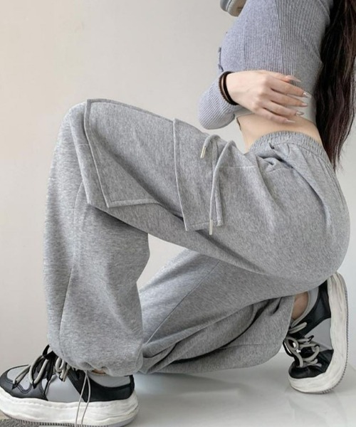 CANVAS+(キャンバスプラス)の「【CANVAS+】スウェットカーゴパンツ(カーゴパンツ・レディース・ライトグレー/ピンク/グレー/ブラック・M)」の15枚目の写真