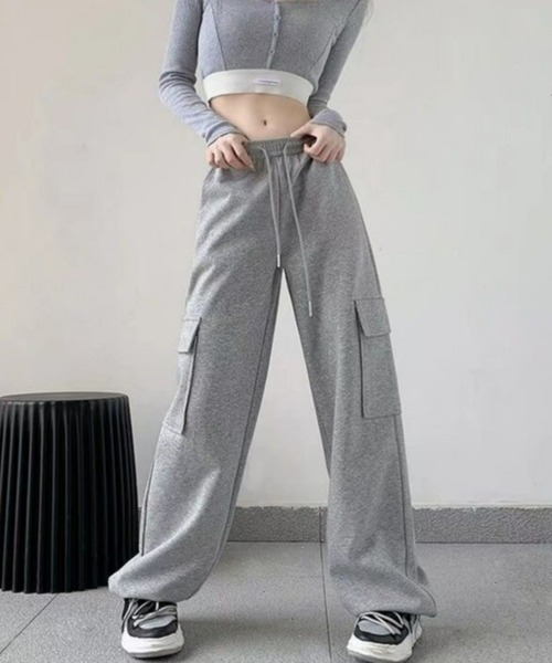 CANVAS+(キャンバスプラス)の「【CANVAS+】スウェットカーゴパンツ(カーゴパンツ・レディース・ライトグレー/ピンク/グレー/ブラック・M)」の16枚目の写真