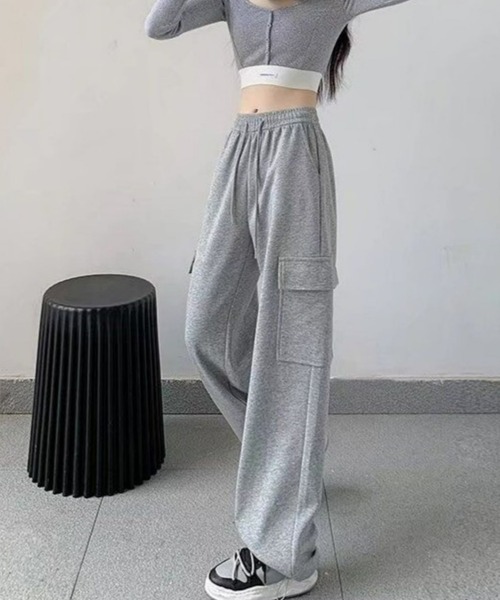CANVAS+(キャンバスプラス)の「【CANVAS+】スウェットカーゴパンツ(カーゴパンツ・レディース・ライトグレー/ピンク/グレー/ブラック・M)」の17枚目の写真