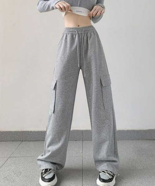 CANVAS+(キャンバスプラス)の「【CANVAS+】スウェットカーゴパンツ(カーゴパンツ・レディース・ライトグレー/ピンク/グレー/ブラック・M)」の20枚目の写真
