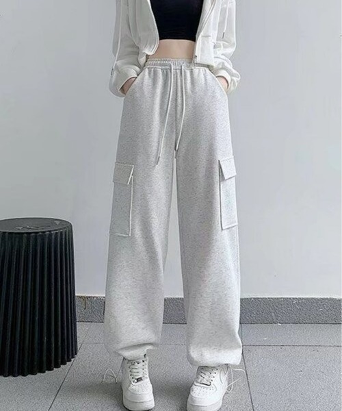 CANVAS+(キャンバスプラス)の「【CANVAS+】スウェットカーゴパンツ(カーゴパンツ・レディース・ライトグレー/ピンク/グレー/ブラック・M)」の10枚目の写真
