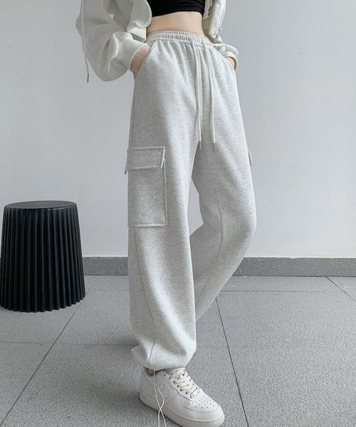 CANVAS+(キャンバスプラス)の「【CANVAS+】スウェットカーゴパンツ(カーゴパンツ・レディース・ライトグレー/ピンク/グレー/ブラック・M)」の12枚目の写真