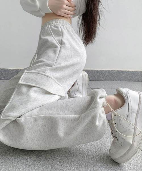 CANVAS+(キャンバスプラス)の「【CANVAS+】スウェットカーゴパンツ(カーゴパンツ・レディース・ライトグレー/ピンク/グレー/ブラック・M)」の14枚目の写真