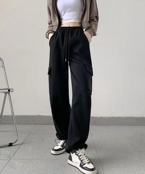 CANVAS+(キャンバスプラス)の「【CANVAS+】スウェットカーゴパンツ(カーゴパンツ・レディース・ライトグレー/ピンク/グレー/ブラック・M)」の5枚目の写真