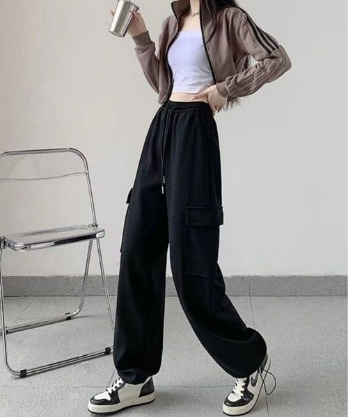 CANVAS+(キャンバスプラス)の「【CANVAS+】スウェットカーゴパンツ(カーゴパンツ・レディース・ライトグレー/ピンク/グレー/ブラック・M)」の6枚目の写真