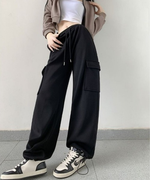 CANVAS+(キャンバスプラス)の「【CANVAS+】スウェットカーゴパンツ(カーゴパンツ・レディース・ライトグレー/ピンク/グレー/ブラック・M)」の9枚目の写真