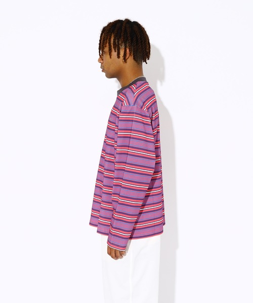 -ate(エイト)の「【-ate】マルチボーダー 長袖Tシャツ 23AW-ATE-TEE-003(Tシャツ/カットソー・メンズ・パープル/グリーン・3/2/1)」の3枚目の写真