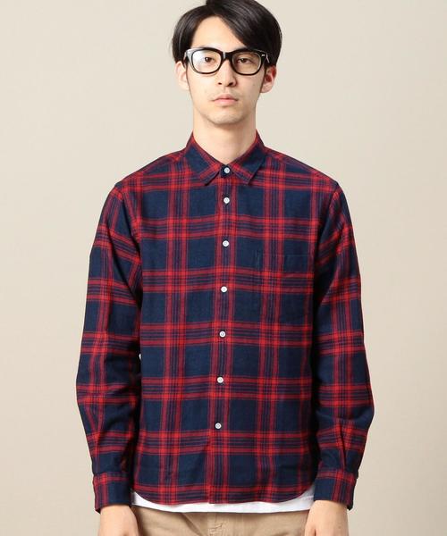 BEAUTY&YOUTH UNITED ARROWS（ビューティーアンドユースユナイテッドアローズ）の「BY インディゴ ネルシャツ◆（シャツ/ブラウス・メンズ・オフホワイト/ダークグレー/レッド/ネイビー・X-SMALL/MEDIUM/X-LARGE/LARGE/SMALL）」の6枚目の写真