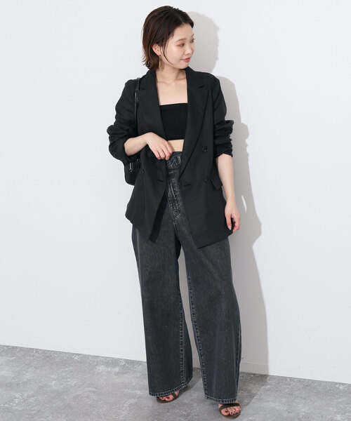 SLOBE IENA（スローブイエナ）の「ベア天ベアトップ（チューブトップ・レディース・ブラック/アイボリー・FREE）」の3枚目の写真