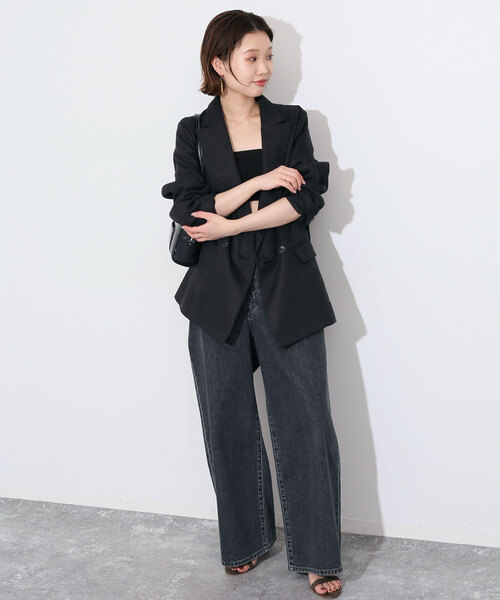 SLOBE IENA（スローブイエナ）の「ベア天ベアトップ（チューブトップ・レディース・ブラック/アイボリー・FREE）」の4枚目の写真