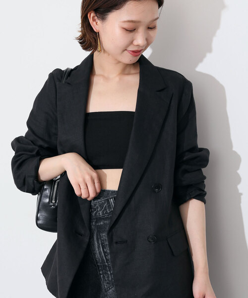 SLOBE IENA（スローブイエナ）の「ベア天ベアトップ（チューブトップ・レディース・ブラック/アイボリー・FREE）」の6枚目の写真