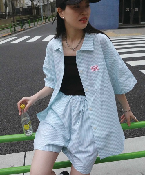 CORNERS(コーナーズ)の「ストライプハーフスリーブシャツ【SET UP可能】(シャツ/ブラウス・レディース・ブラック/ミント/ブルー・M)」の11枚目の写真