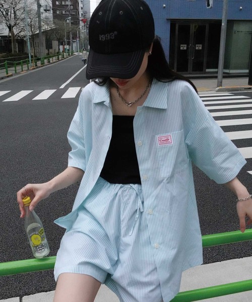 CORNERS(コーナーズ)の「ストライプハーフスリーブシャツ【SET UP可能】(シャツ/ブラウス・レディース・ブラック/ミント/ブルー・M)」の13枚目の写真