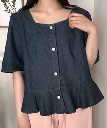 Cham. | デニムフレアトップス(シャツ/ブラウス)