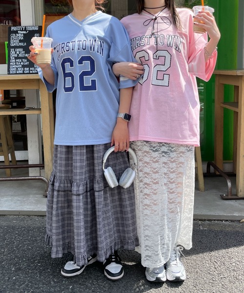 WEGO（ウィゴー）の「WEGO/ナンバリングメッシュビッグT（Tシャツ/カットソー・レディース・ピンク/ブラック/サックスブルー/ホワイト/その他1・FREE）」の15枚目の写真