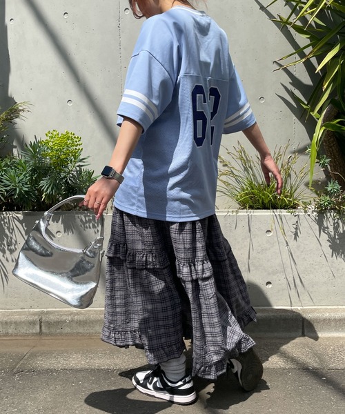 WEGO（ウィゴー）の「WEGO/ナンバリングメッシュビッグT（Tシャツ/カットソー・レディース・ピンク/ブラック/サックスブルー/ホワイト/その他1・FREE）」の11枚目の写真