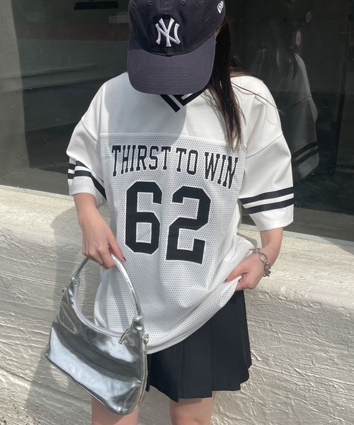 WEGO（ウィゴー）の「WEGO/ナンバリングメッシュビッグT（Tシャツ/カットソー・レディース・ピンク/ブラック/サックスブルー/ホワイト/その他1・FREE）」の22枚目の写真