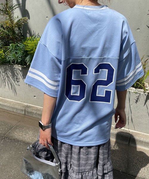 WEGO（ウィゴー）の「WEGO/ナンバリングメッシュビッグT（Tシャツ/カットソー・レディース・ピンク/ブラック/サックスブルー/ホワイト/その他1・FREE）」の10枚目の写真