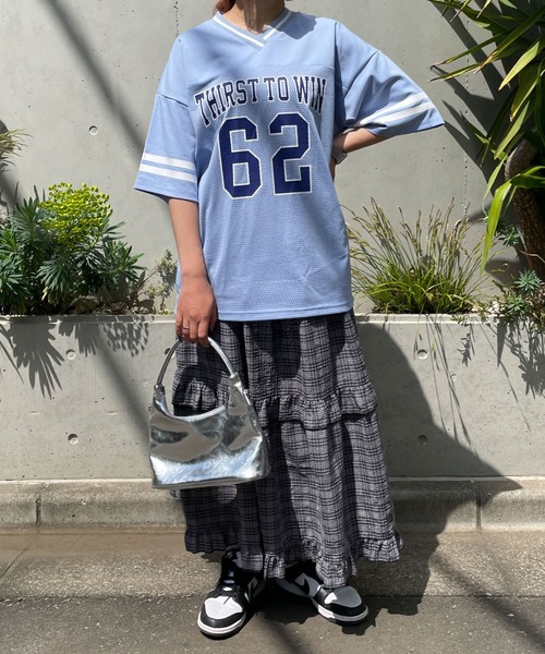 WEGO（ウィゴー）の「WEGO/ナンバリングメッシュビッグT（Tシャツ/カットソー・レディース・ピンク/ブラック/サックスブルー/ホワイト/その他1・FREE）」の12枚目の写真