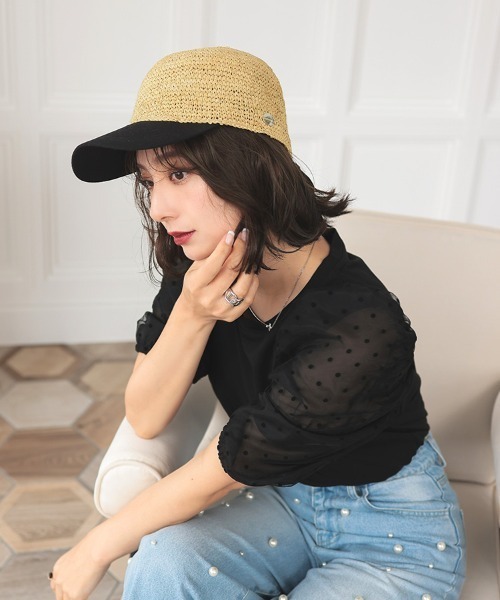 ドノバン 撥水リボンキャップ Black DONOBAN（ドノバン）の「撥水フリルキャップ（キャップ）」 - WEAR