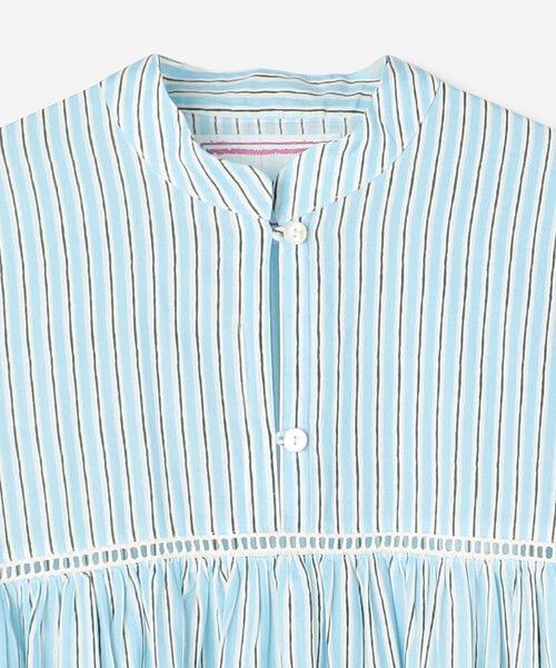 Emily Levine(エミリーレヴィーン)の「emily levine | 〈別注〉コットン スタンドカラーワンピース STRIPE WOMEN(ワンピース・レディース・ブルー系その他・S/M)」の3枚目の写真