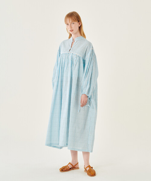 Emily Levine(エミリーレヴィーン)の「emily levine | 〈別注〉コットン スタンドカラーワンピース STRIPE WOMEN(ワンピース・レディース・ブルー系その他・S/M)」の14枚目の写真