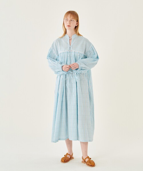 Emily Levine(エミリーレヴィーン)の「emily levine | 〈別注〉コットン スタンドカラーワンピース STRIPE WOMEN(ワンピース・レディース・ブルー系その他・S/M)」の15枚目の写真