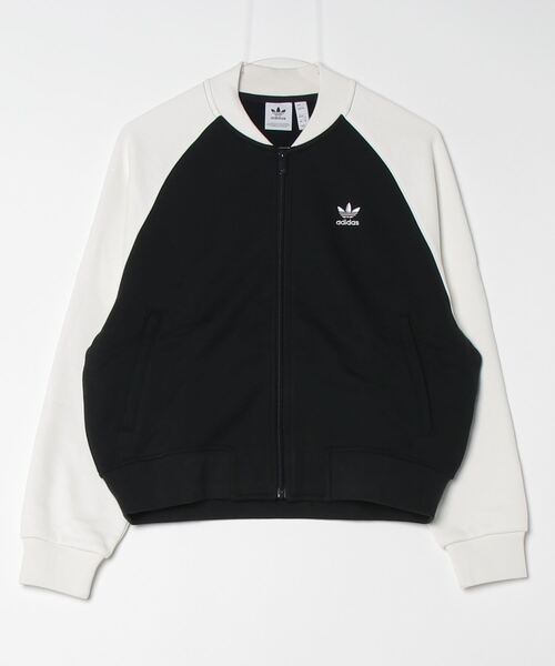 adidas Originals(アディダスオリジナルス)の「adidas Originals/アディダスオリジナルス アディカラー クラシックス トレフォイル カレッジジャケット(ジャージ・レディース・ブラック×ホワイト・S/XL)」の1枚目の写真