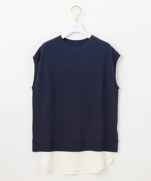 ANY SIS(エニィスィス)の「【洗える】フレンチスリーブシャツテール ニット(ニット/セーター・レディース・ネイビー系/パイングリーン系/ライラック系・4)」の13枚目の写真