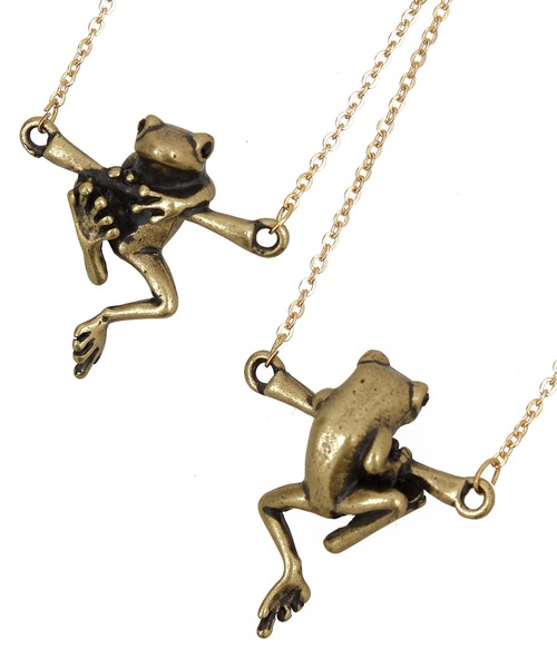 an meets zakka（アンミツザッカ）の「an meets zakka カエルショートネックレス(40cm)（ネックレス・メンズ・B/アンティークシルバー/シルバー/ガンメタ/アンティークゴールド/ゴールド/ブロンズ/グリーン・ONE SIZE/45cm）」の5枚目の写真