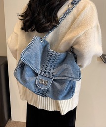 デニムチェーンショルダーバッグ