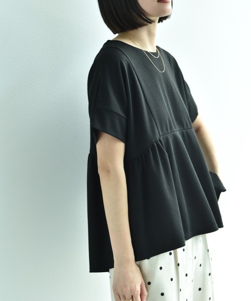 INTERPLANET(インタープラネット)の「ミラノリブサイドギャザーBACK ZIPプルオーバー(Tシャツ/カットソー・レディース・オフホワイト/グレイッシュベージュ/ブラック・FREE)」の15枚目の写真