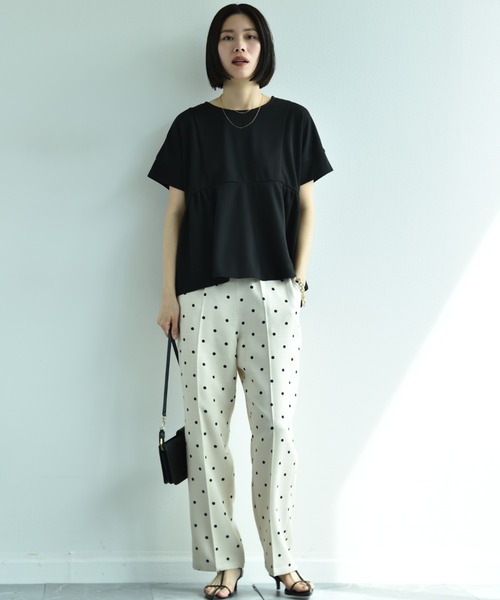 INTERPLANET(インタープラネット)の「ミラノリブサイドギャザーBACK ZIPプルオーバー(Tシャツ/カットソー・レディース・オフホワイト/グレイッシュベージュ/ブラック・FREE)」の19枚目の写真