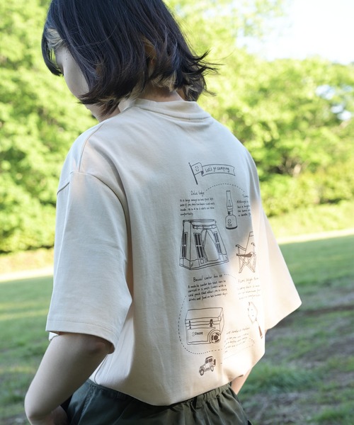 S'more（スモア）の「COTTON T SHIRTS - S'more gear illustration (SS)（Tシャツ/カットソー・レディース・ベージュ/カーキ/ブラウン・MEDIUM/SMALL/X-LARGE/LARGE）」の2枚目の写真
