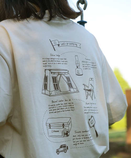 S'more（スモア）の「COTTON T SHIRTS - S'more gear illustration (SS)（Tシャツ/カットソー・レディース・ベージュ/カーキ/ブラウン・MEDIUM/SMALL/X-LARGE/LARGE）」の12枚目の写真