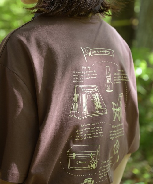S'more（スモア）の「COTTON T SHIRTS - S'more gear illustration (SS)（Tシャツ/カットソー・レディース・ベージュ/カーキ/ブラウン・MEDIUM/SMALL/X-LARGE/LARGE）」の7枚目の写真