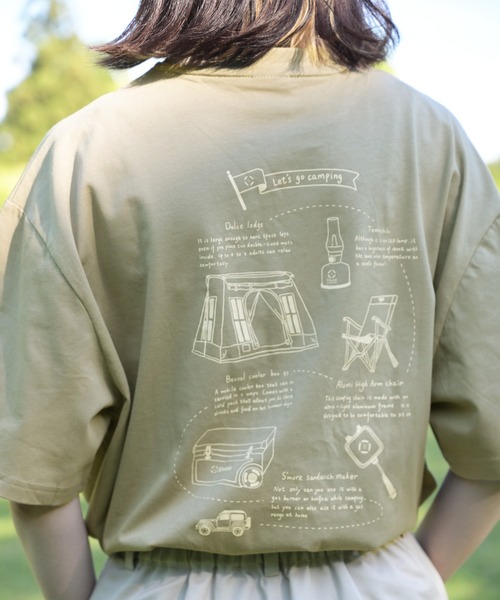 S'more（スモア）の「COTTON T SHIRTS - S'more gear illustration (SS)（Tシャツ/カットソー・レディース・ベージュ/カーキ/ブラウン・MEDIUM/SMALL/X-LARGE/LARGE）」の15枚目の写真
