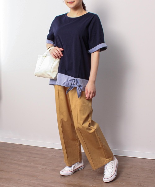 MB mint breeze(エムビーミントブリーズ)の「【L~5L 大きいサイズ】異素材リボンヘムカットソー(Tシャツ/カットソー・レディース・カーキ/ネイビー・LL/3L/4L/5L/L)」の8枚目の写真