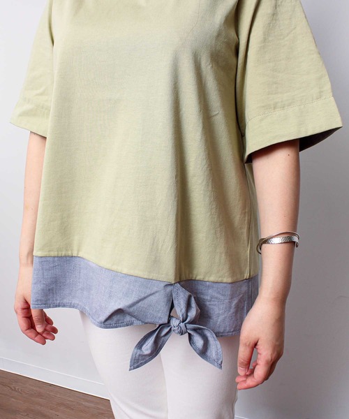 MB mint breeze(エムビーミントブリーズ)の「【L~5L 大きいサイズ】異素材リボンヘムカットソー(Tシャツ/カットソー・レディース・カーキ/ネイビー・LL/3L/4L/5L/L)」の12枚目の写真