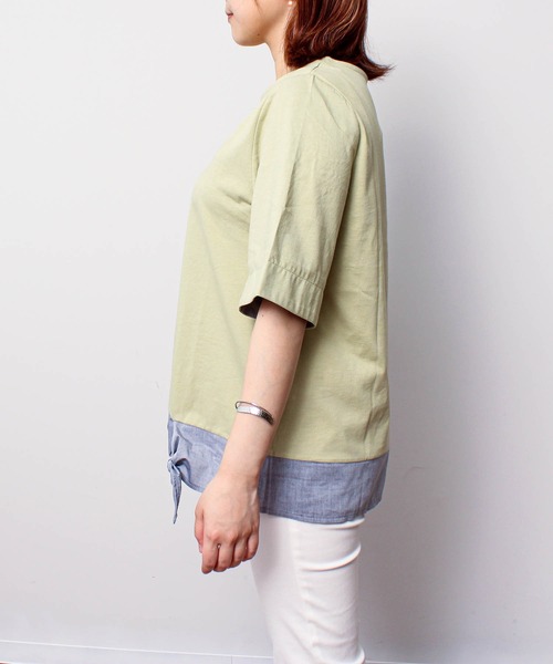 MB mint breeze(エムビーミントブリーズ)の「【L~5L 大きいサイズ】異素材リボンヘムカットソー(Tシャツ/カットソー・レディース・カーキ/ネイビー・LL/3L/4L/5L/L)」の13枚目の写真
