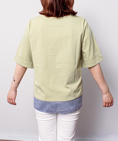 MB mint breeze(エムビーミントブリーズ)の「【L~5L 大きいサイズ】異素材リボンヘムカットソー(Tシャツ/カットソー・レディース・カーキ/ネイビー・LL/3L/4L/5L/L)」の14枚目の写真