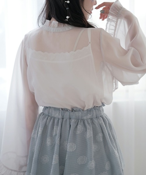miolite(ミオライト)の「フローラル フリル ティアード スカート miolite(スカート・レディース・グリーン/アイボリー・M)」の7枚目の写真
