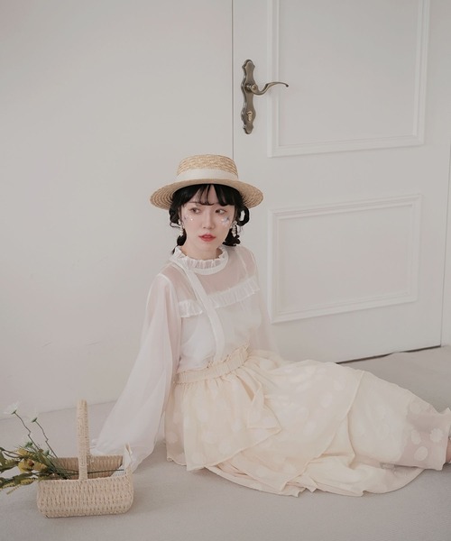 miolite(ミオライト)の「フローラル フリル ティアード スカート miolite(スカート・レディース・グリーン/アイボリー・M)」の16枚目の写真