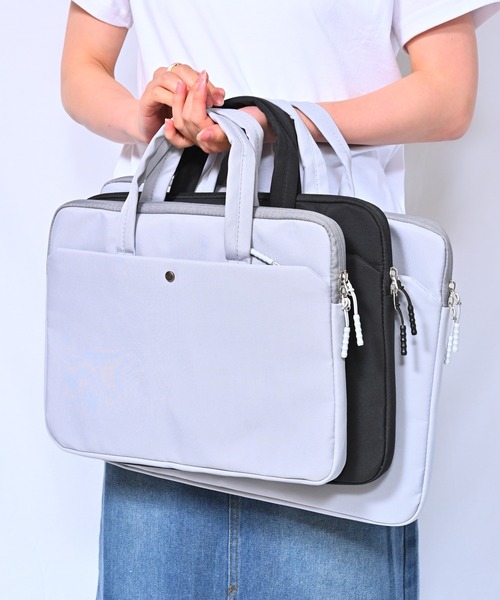 Alite cloth(アリーテクロス)の「サイド収納付きトート型PCケース タブレットケース(PC・タブレットケース・レディース・ブラック/グレー/アイボリー/グリーン/ピンク・M/S/L)」の9枚目の写真